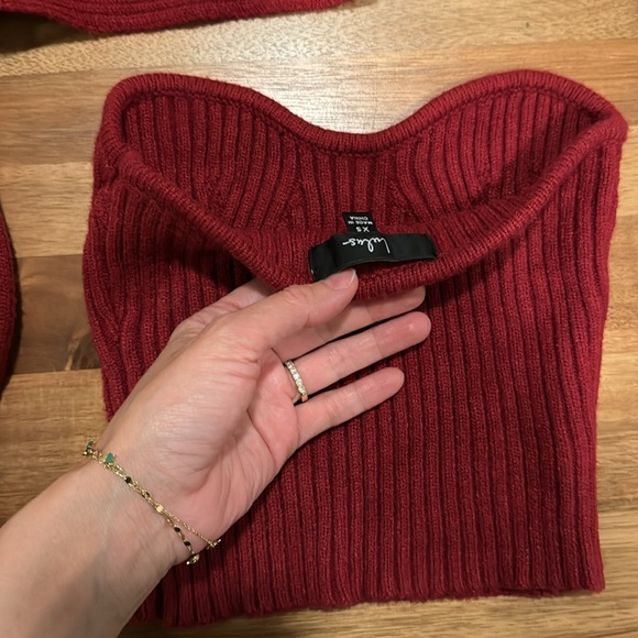Lulu’s two piece red knit top - Picture 4 of 6